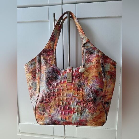 Brahmin large bag purse pink gold tones, shimmer - Picture 6 of 10